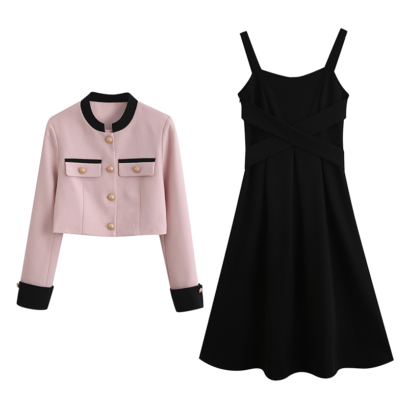 Early Spring Pink Two-Piece Dress Set for Women 2025 Slimming - Image 5