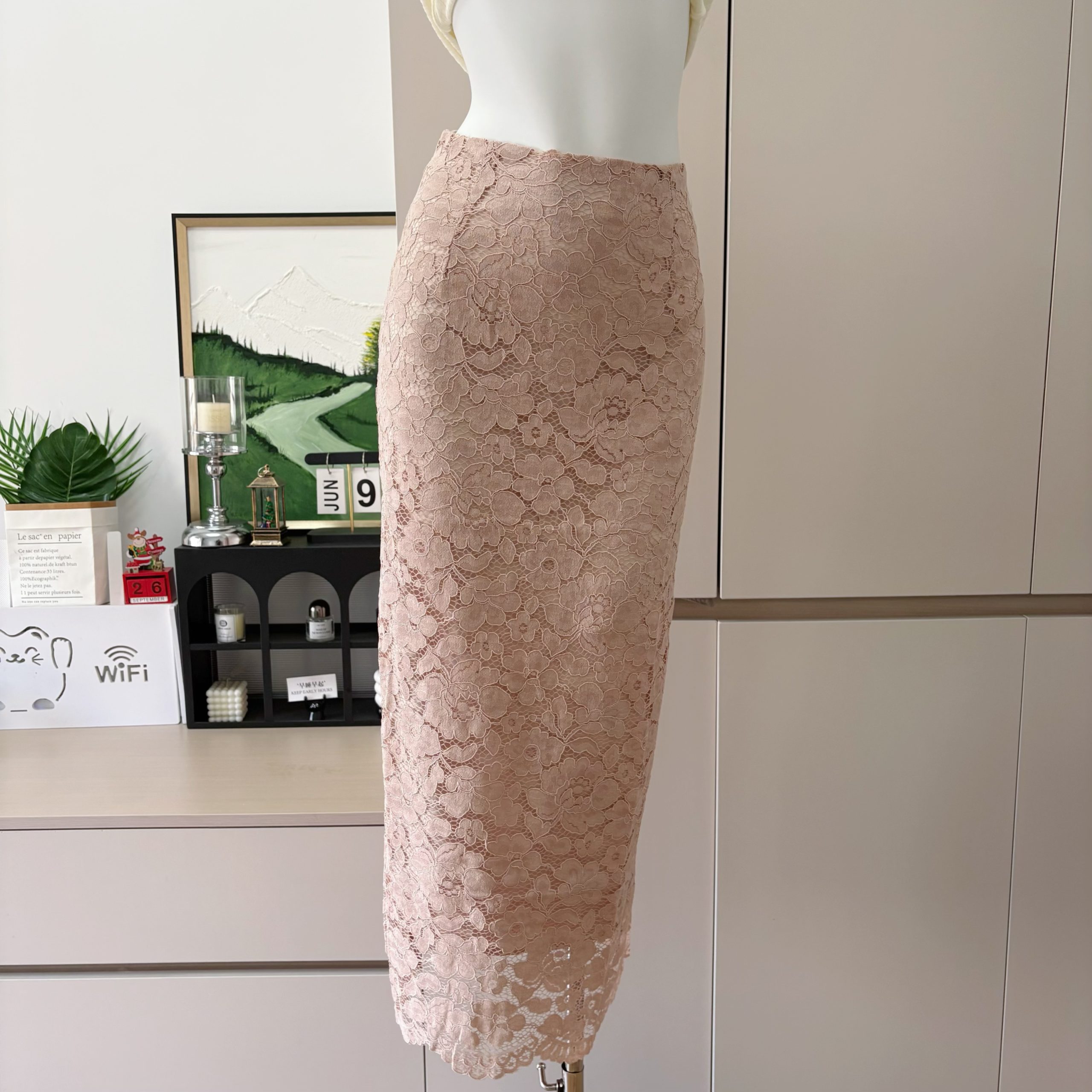French Lace Bodycon Midi Skirt Set for Women Slim Fit - Image 4
