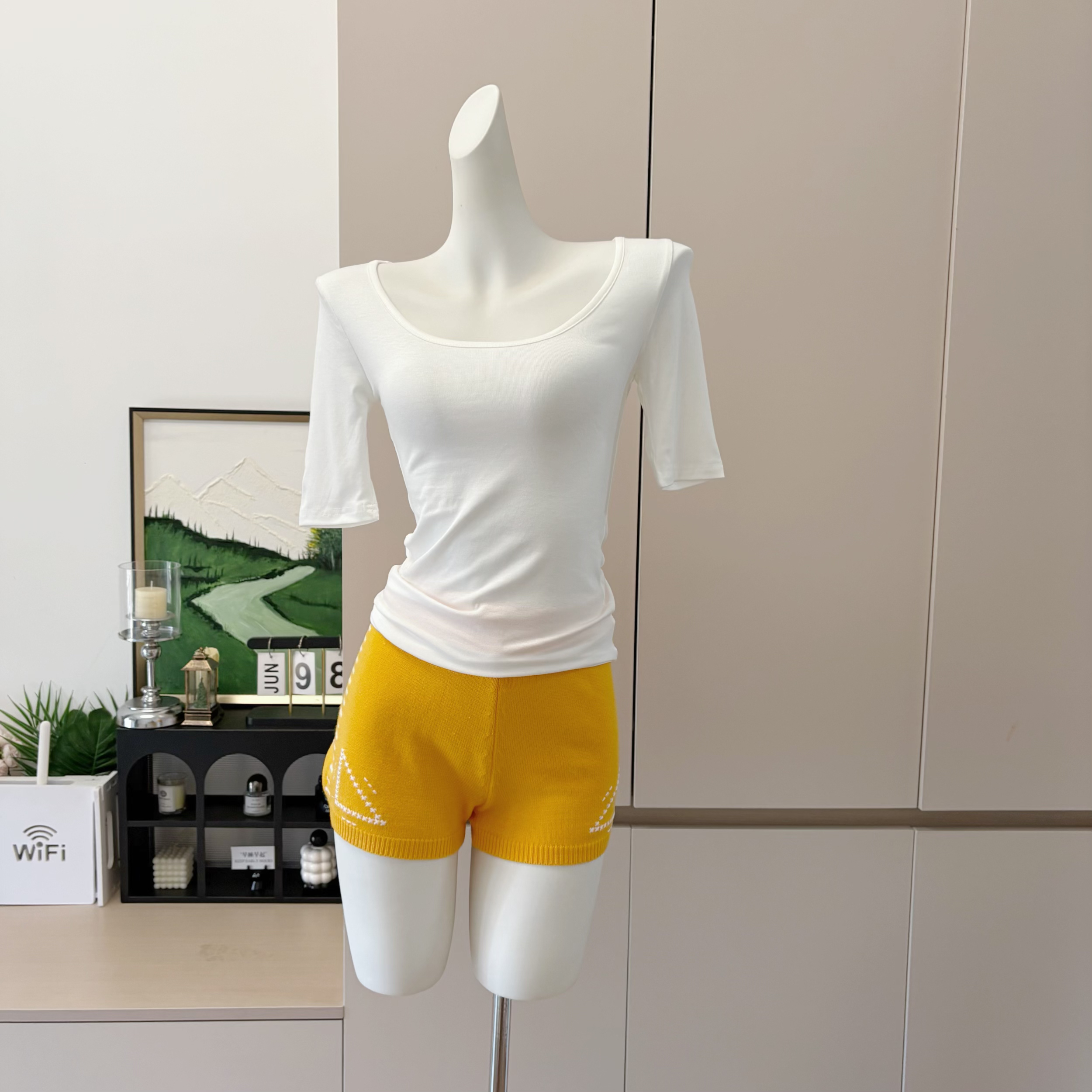 Elegant Women's Summer Two-Piece Set with Short Sleeve T-Shirt and Shorts - Image 3