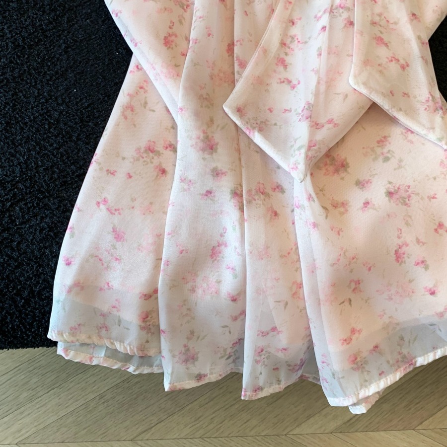 Women's Sleeveless Chiffon Shirt with Bow Detail - Floral Print Summer Top - Style b819b7 - Image 5