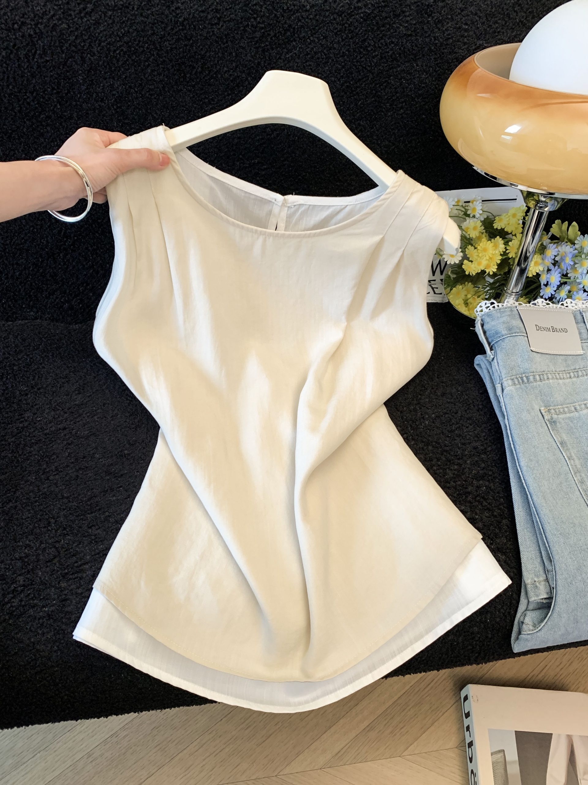 Women's 2026 Summer Loose Sleeveless Top with Back Tie and Layered Look - Image 2