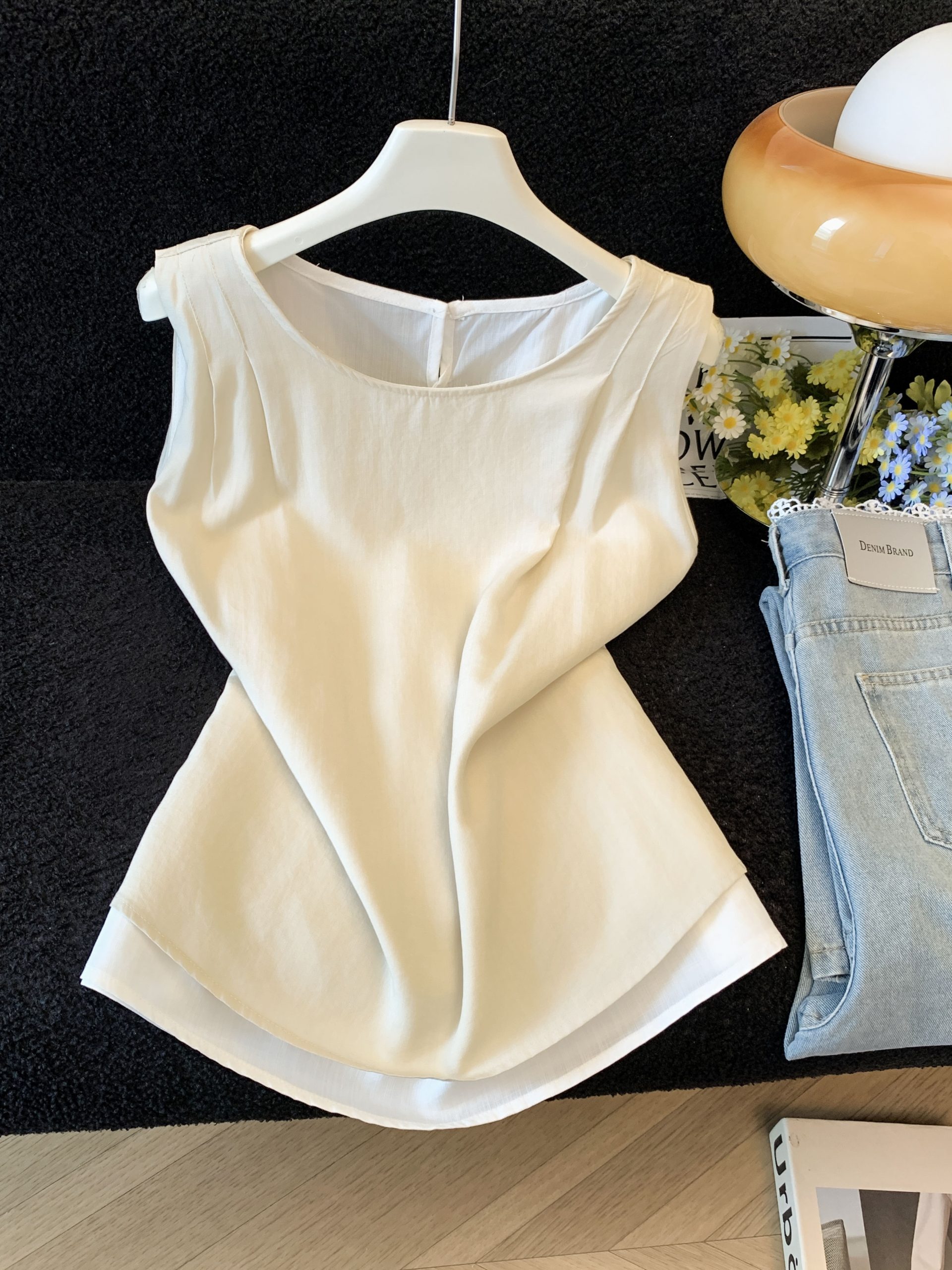 Women's 2026 Summer Loose Sleeveless Top with Back Tie and Layered Look - Image 3