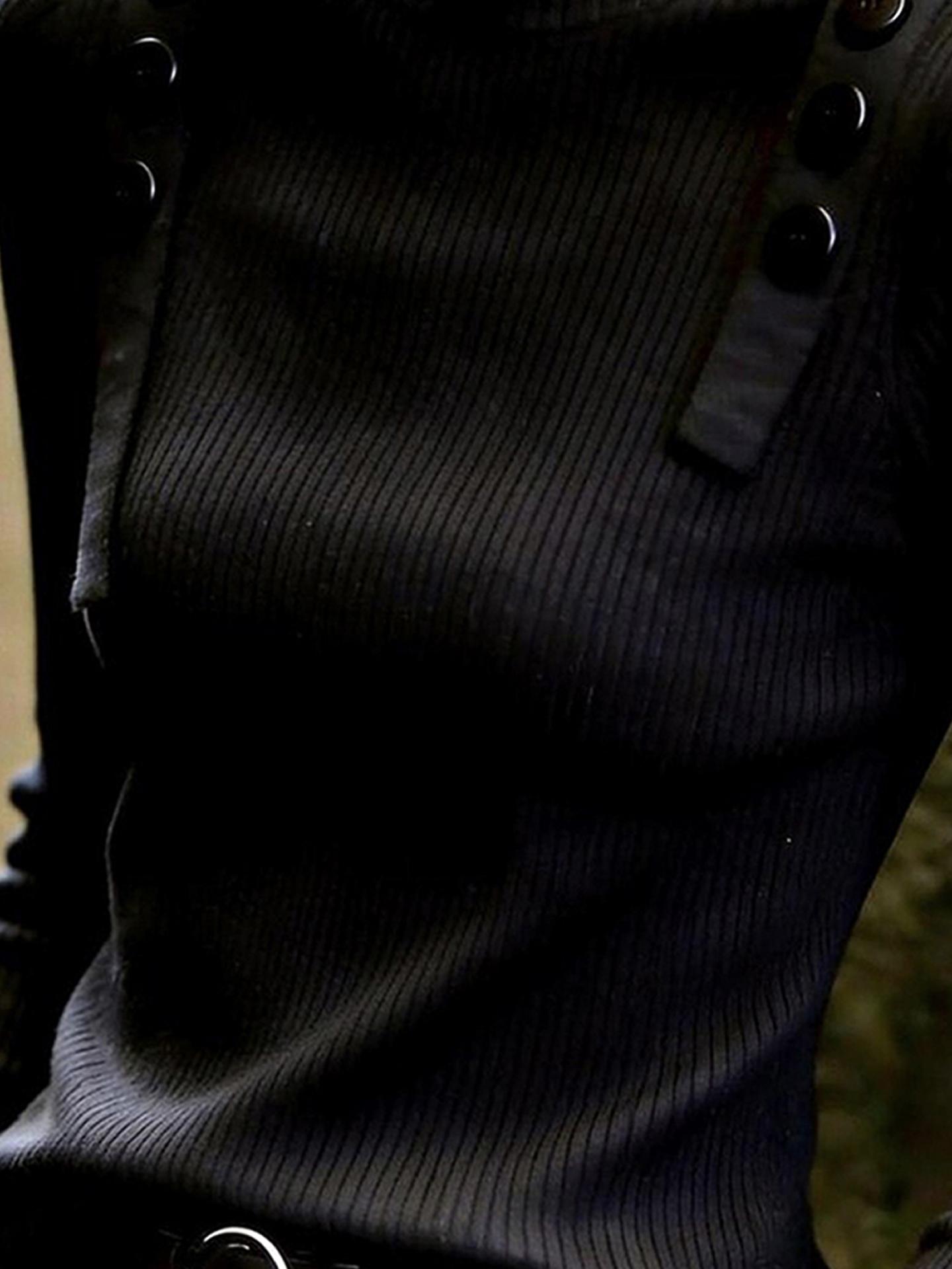 Elegant Black Stand Collar Long Sleeve Knit Top for Women Autumn - Image 3