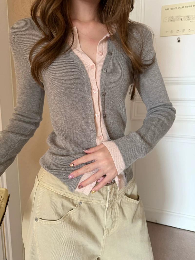 Women's Layered-Look Colorblock Knit Cardigan Top
