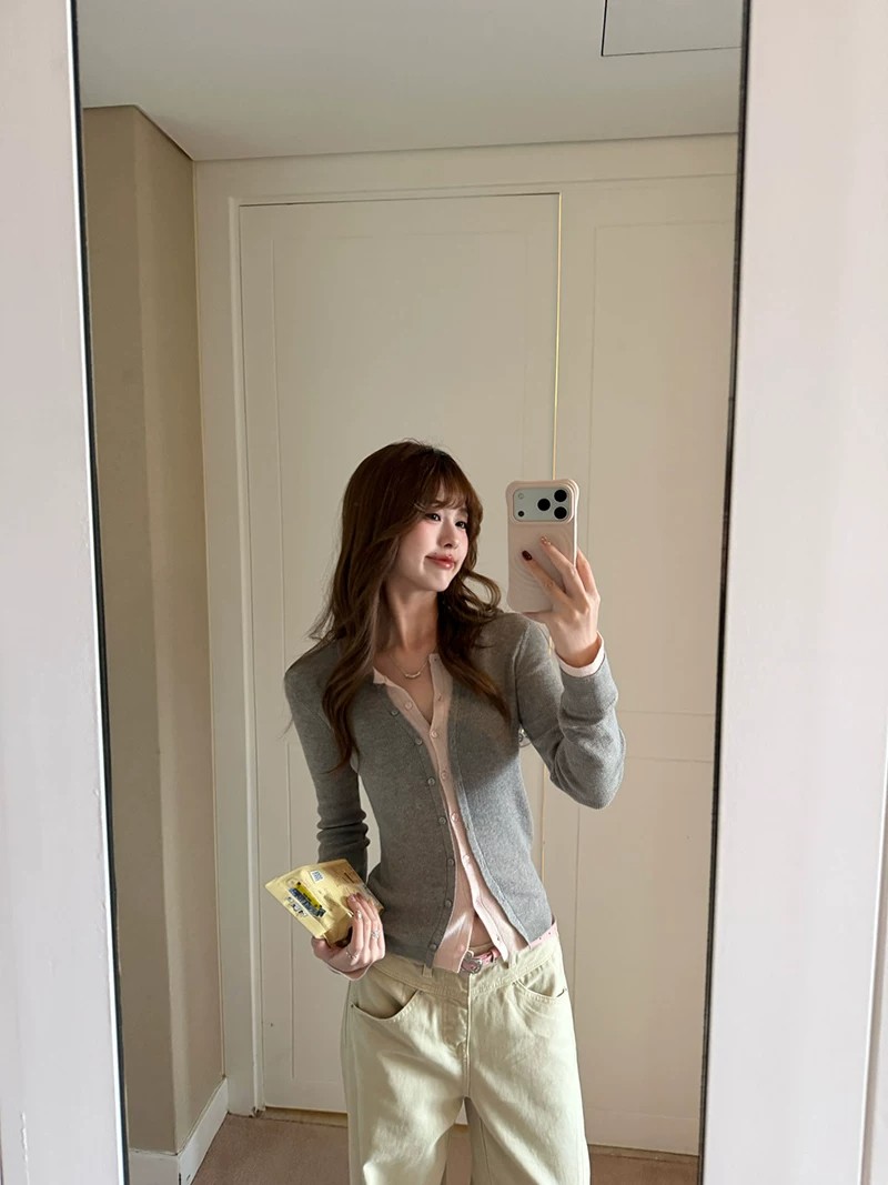 Women's Layered-Look Colorblock Knit Cardigan Top - Image 4